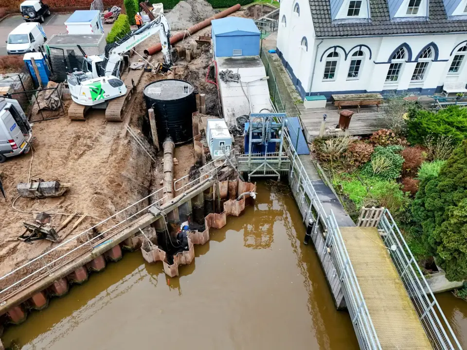 De Kuiper Infrabouw Rapijnen aanbrengen buis vislift benendenstrooms