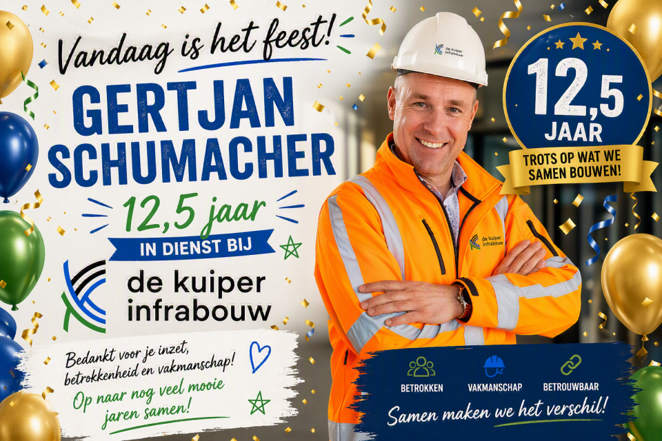 Gertjan 12,5 jaar in dienst bij De Kuiper Infrabouw